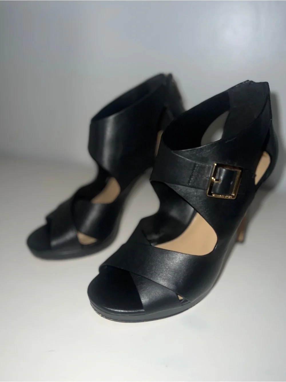 Michael Kors Black Leather Crisscross Stilettos